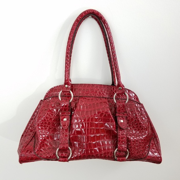 New York & Company Handbags - NY & COMPANY  Red Vinyl Alligator Satchel Purse